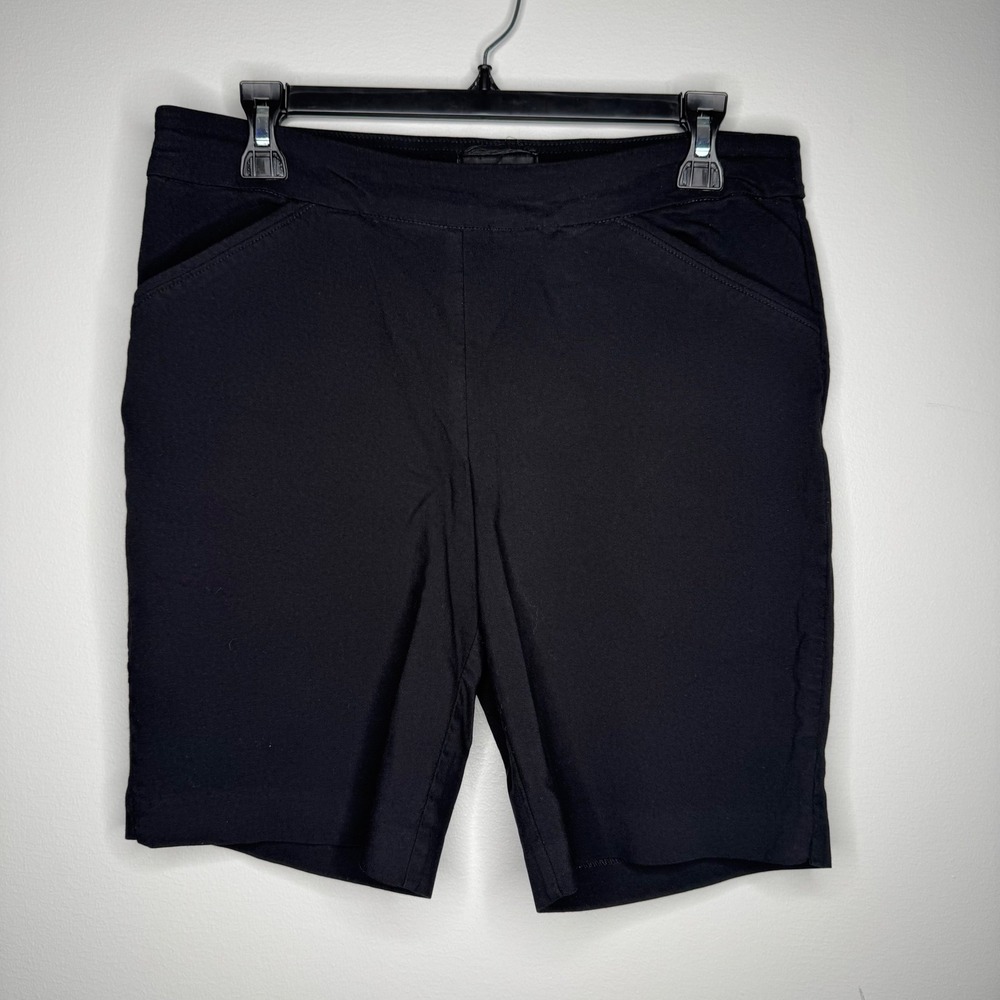 Liz Claiborne Womens Petite Large Black Stretch Elastic Waist Shorts Classic PL‎